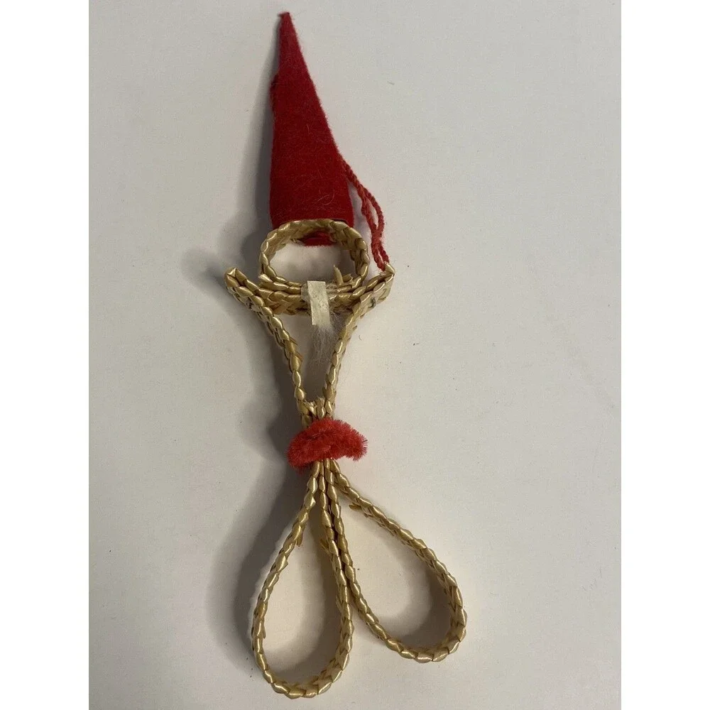 DENMARK Vintage Christmas Ornament Straw Wicker Braided Angel Santa Holiday Tree